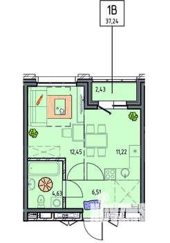 1-к квартира, вторичка, 37м2, 2/18 этаж