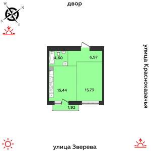 1-к квартира, строящийся дом, 45м2, 11/14 этаж
