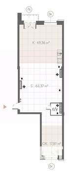 Студия квартира, строящийся дом, 133м2, 3/7 этаж