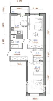 2-к квартира, строящийся дом, 64м2, 11/16 этаж