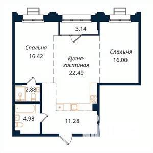 2-к квартира, строящийся дом, 76м2, 10/18 этаж
