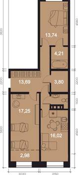 3-к квартира, вторичка, 74м2, 3/8 этаж