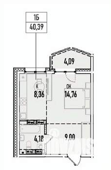 1-к квартира, вторичка, 40м2, 19/19 этаж
