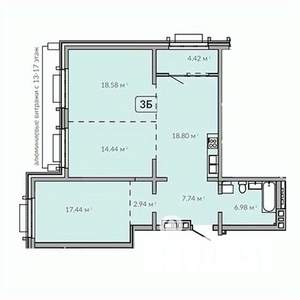 3-к квартира, строящийся дом, 91м2, 13/18 этаж