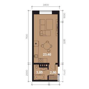 1-к квартира, вторичка, 30м2, 1/8 этаж