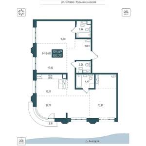 4-к квартира, вторичка, 108м2, 15/20 этаж