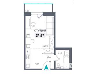 1-к квартира, вторичка, 32м2, 9/15 этаж