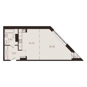 1-к квартира, строящийся дом, 52м2, 3/15 этаж