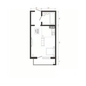 1-к квартира, вторичка, 28м2, 10/10 этаж