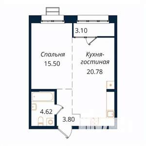 1-к квартира, строящийся дом, 48м2, 17/18 этаж