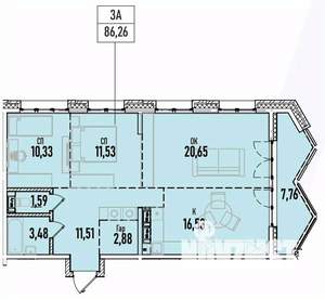 3-к квартира, вторичка, 86м2, 11/19 этаж