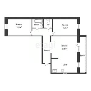 3-к квартира, вторичка, 63м2, 4/5 этаж