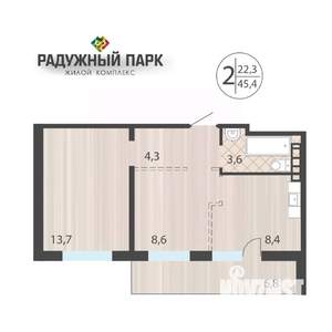 2-к квартира, вторичка, 45м2, 15/16 этаж