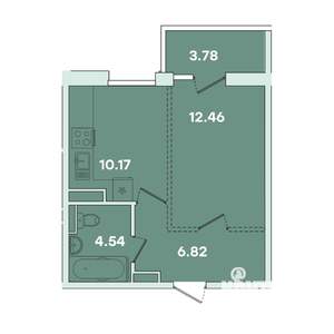 1-к квартира, вторичка, 38м2, 16/16 этаж