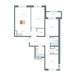 4-к квартира, вторичка, 82м2, 12/14 этаж