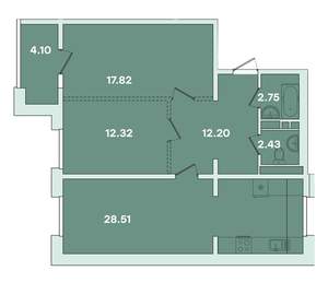 2-к квартира, вторичка, 80м2, 6/14 этаж