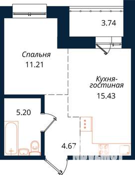 1-к квартира, строящийся дом, 40м2, 18/18 этаж