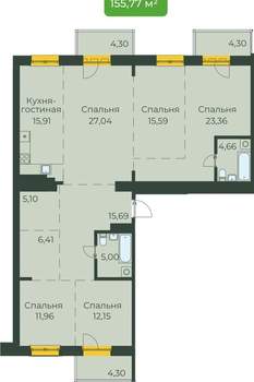 Студия квартира, вторичка, 156м2, 9/10 этаж