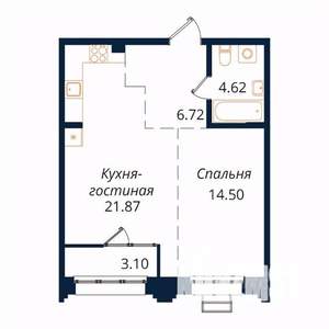 1-к квартира, вторичка, 50м2, 15/18 этаж
