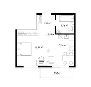 2-к квартира, вторичка, 42м2, 17/19 этаж