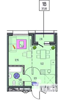 1-к квартира, вторичка, 37м2, 11/18 этаж