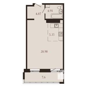 1-к квартира, вторичка, 52м2, 10/15 этаж