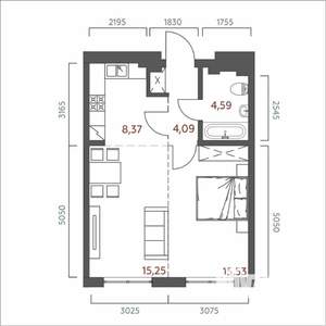 1-к квартира, вторичка, 48м2, 4/19 этаж