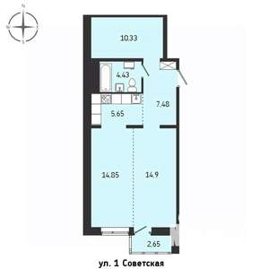 2-к квартира, строящийся дом, 60м2, 3/15 этаж