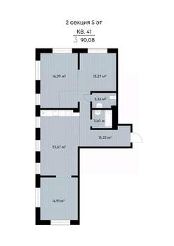 3-к квартира, строящийся дом, 90м2, 3/11 этаж
