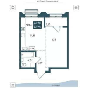 1-к квартира, вторичка, 42м2, 10/20 этаж