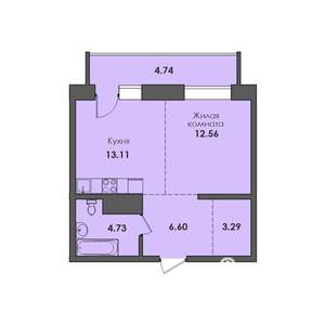 1-к квартира, вторичка, 47м2, 10/17 этаж