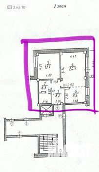 2-к квартира, вторичка, 68м2, 2/9 этаж