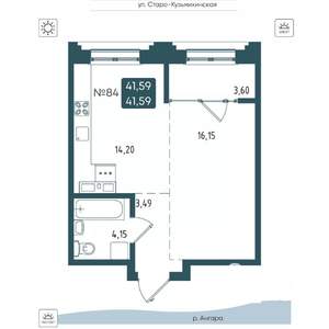 1-к квартира, вторичка, 42м2, 12/20 этаж