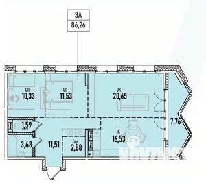 3-к квартира, вторичка, 86м2, 17/19 этаж
