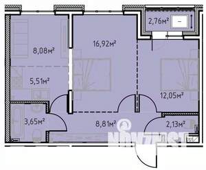 2-к квартира, вторичка, 60м2, 6/13 этаж