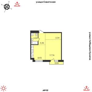 1-к квартира, строящийся дом, 45м2, 4/14 этаж
