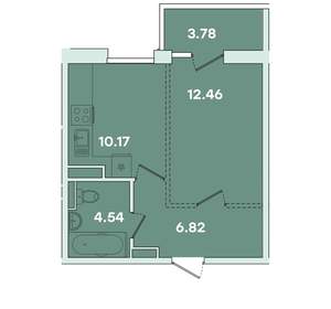 1-к квартира, вторичка, 38м2, 16/14 этаж