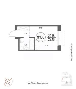 Студия квартира, строящийся дом, 22м2, 2/19 этаж