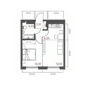 1-к квартира, вторичка, 38м2, 13/18 этаж