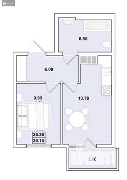 1-к квартира, вторичка, 39м2, 15/16 этаж