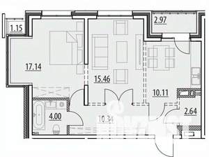 Студия квартира, вторичка, 64м2, 1/13 этаж