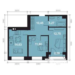3-к квартира, вторичка, 58м2, 3/8 этаж