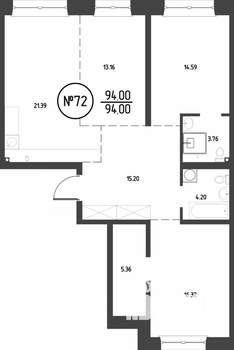 3-к квартира, строящийся дом, 94м2, 2/19 этаж