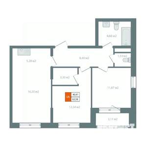 3-к квартира, вторичка, 67м2, 9/14 этаж