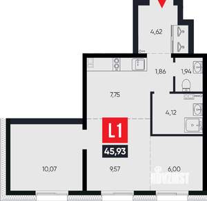 3-к квартира, вторичка, 46м2, 5/14 этаж