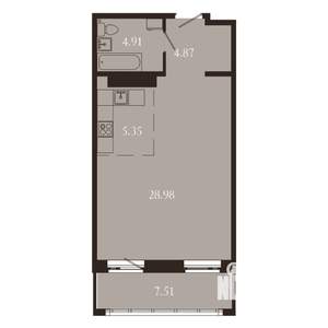 1-к квартира, вторичка, 52м2, 10/15 этаж