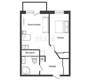 1-к квартира, вторичка, 45м2, 14/16 этаж