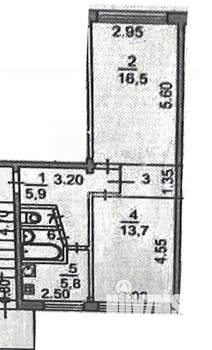 2-к квартира, вторичка, 47м2, 1/5 этаж