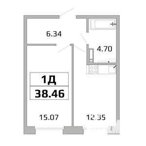 1-к квартира, вторичка, 38м2, 14/16 этаж