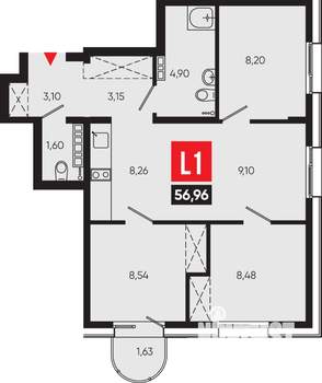 4-к квартира, вторичка, 57м2, 12/14 этаж